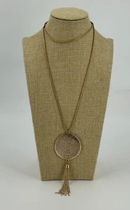 Necklace Womens Starburst Celestial Pendant Lariat Gold Silver Tone 31 Inch - Picture 1 of 7