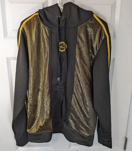 FISLL, Philadelphia 76'ers hoodie, black with gold metallic thread panels, sz L - Picture 1 of 3