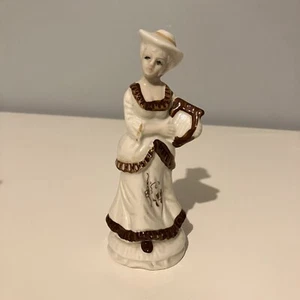 Dame mit Flöte musikalisch feines Porzellan Biskuit Figur Vintage Germany - Bild 1 von 2