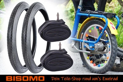 2 Fahrrad Reifen 20 x 1,75 Zoll 47-406 Drahtreifen + Schlauch Dunlop Ventil BMX - Bild 1 von 4