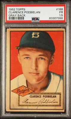1952 Topps Rare Gray Back #188 Bud Podbielan PSA 1.5 RC Rookie Dodgers  (7398) - Image 1 of 2