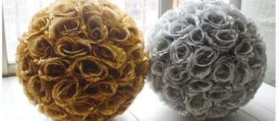 9-10 Inches silver Rose Flower Ball Wedding decoratin Ball Kissing Ball USA  - Image 1 of 2