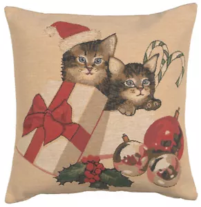 Weihnachten Kätzchen Urlaub Katzen Europäischer Kissenbezug Wohndeko Kissen 18x18 Zoll - Bild 1 von 11