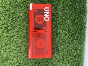 Uno Mod Card Game with Retro Style Red Plastic Acrylic Hard Case NO MANUAL - Picture 1 of 3