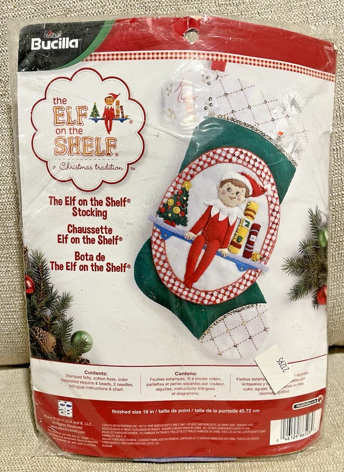 Bucilla 86508 Elf on The Shelf 18 Inch Felt Applique Christmas Stocking Kit