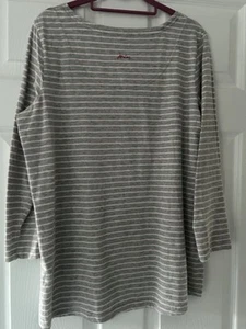 Joules Pink And Grey Striped Long Sleeve Top, Size 14 - Picture 1 of 6