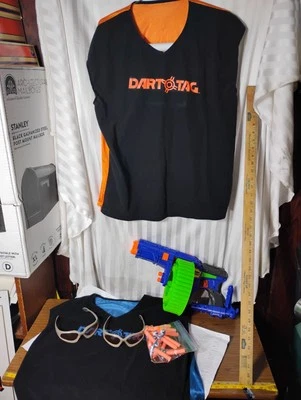 NERF Dart Tag Strike GUN TOY NEW LOT  2 SHIRTS 2 GLASSES BULLETS GREEN ADULT  - Image 1 of 4