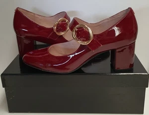 Basque Burgundy Florence1 Glossy Patent Leather Mary Jane Heels Size 37.5 Boxed - Picture 1 of 10
