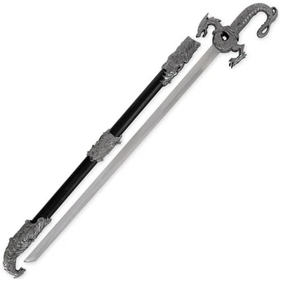 SEA OF FLAMES DRAGON FANTASY FIXED BLADE SABER SWORD WITH SCABBARD - DULL BLADE - Image 1 of 4
