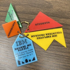 VTG IBM Advertising Square Me Puzzle Keychain Key Fob - Picture 1 of 4