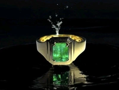 18k Natural Zambia Emerald Ring 18k Solid Yellow Gold Emerald Ring Gold Ring - Image 1 of 2