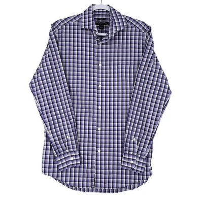 Camisa de vestir Pronto Uomo para hombre sin planchar calce ajustado púrpura a cuadros 15 32 33 Foto 1 de 4