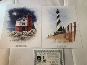 Ben Richmond Great American Beacons Series 1 Signed Pair Lithographs Lighthouses - Picture 1 of 9