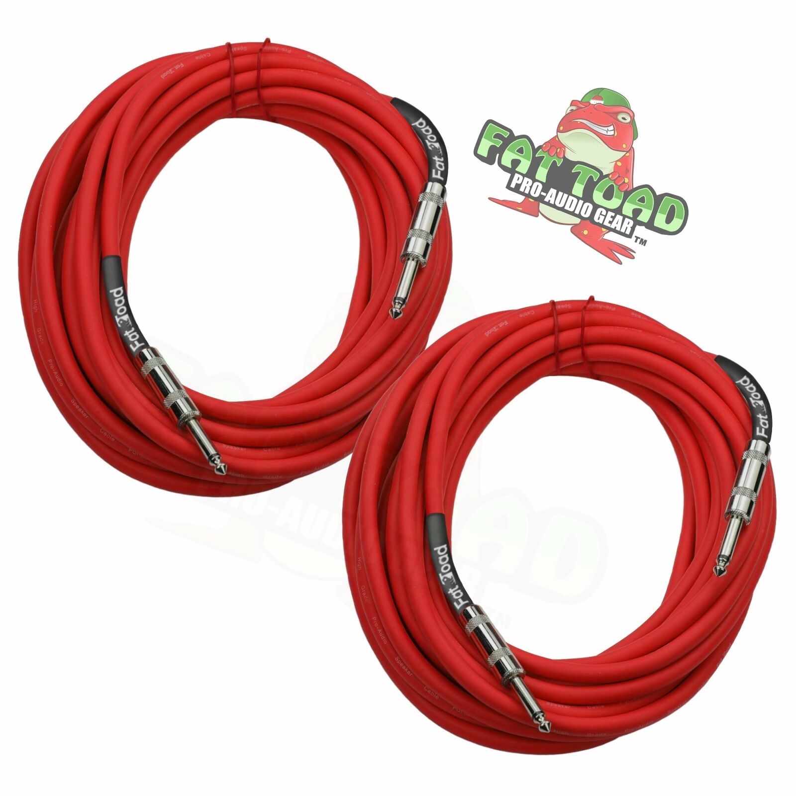 FAT TOAD Speaker Cables ¼ Male Jack 25ft DJ Cords –  PA Audio Stage Studio Wires. Available Now for $29.95