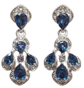 Lab-Created 5.50CT Sapphire & Cubic Zirconia Women's Fashion Elegant Earrings - Picture 1 of 6