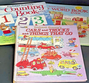 Richard Scarry's Lot 3 Books Best Word Book Counting Cars and Trucks Large HC - Imagen 1 de 9