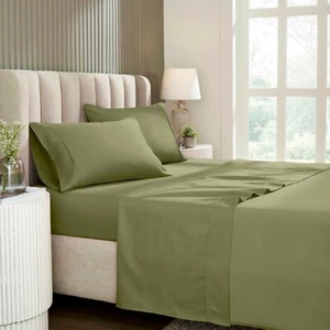 1200 Thread Count Cotton Blend Deep Pocket 4 Piece Solid Bed Sheet Set - Picture 1 of 65