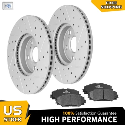 Rotores perforados delanteros + pastillas de freno para Toyota Corolla Matrix Scion XD Pontiac Vibe Foto 1 de 4