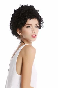 Wig Ladies Men Carnival Halloween Short Curly Afro Curls Black 90646-K01 - Picture 1 of 4