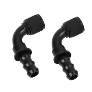 LokoCar 4AN 90 Degree Push Lock Hose Fitting End Fits 1/4" Rubber Fuel Line 2Pcs - Picture 1 of 16