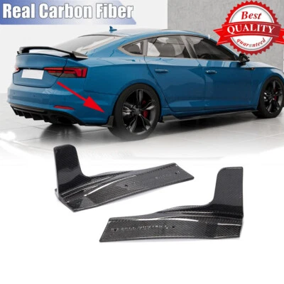 НАСТОЯЩИЙ КАРБОНОВЫЙ разветвитель заднего бампера плавники для Audi A5 B9 S Line S5 2017-2020 - Изображение 1 из 4