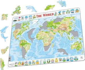 Physical Map of The World- Frame/Board Jigsaw Puzzle 29cm x 37cm (LRS K4-GB) - Picture 1 of 1