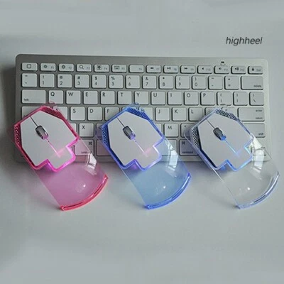 2.4GHz Wireless Ultra-thin RGB Luminous Transparent Cordless Mouse PC Laptop - Image 1 of 4