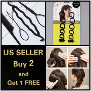 1/2/4/5/6/11 PCs Hair French Braid Clip Magic Styling Stick DIY Bun Maker Tool - Picture 1 of 19