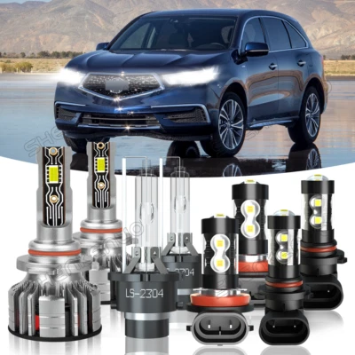 For Acura MDX 2007-2013 8PCS Front LED HID Headlights Hi Lo DRL Fog Light bulbs Foto 1 de 4