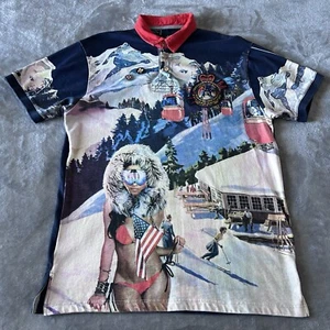 Akoo 1980 Men Size 2XL XXL Ski Resort Black Ice Snow Bunnies Graphic Polo READ - Picture 1 of 8