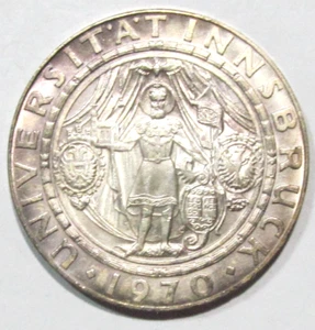 1970 Austria Innsbruck University 50 Schilling Silver Coin - Picture 1 of 2
