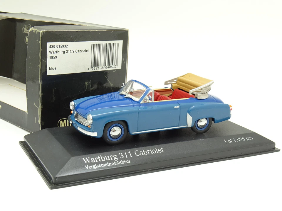 Minichamps 1/43 - Wartburg 311/2 Cabriolet Blue 1959 - Image 1 of 1