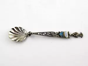 Charm Vintage Firenze Italia Ostrica Conchiglia Cucchiaio Marcato Argento 900 5 Pollici V BUONO - Foto 1 di 11