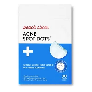 Fette di Pesca Punti Macchie di Acne, Cerotti Idrocolloidi per Brufoli, 30 Ct - Foto 1 di 7