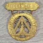 Odd Fellows ILLINOIS Grand Encampment IOOF Medal Pin Vintage Gold Tone