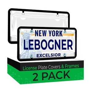 lebogner Car License Plates Shields and Frames Combo, 2 Pack Clear Bubble Design - Picture 1 of 1