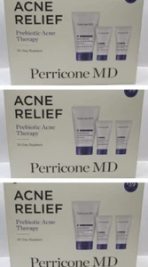 PERRICONE MD ACNE RELIEF PREBIOTIC ACNE THERAPY 30-DAY REGIMEN BOXED (LOT OF 3) - Picture 1 of 7