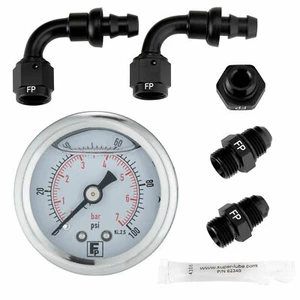 Universal Fuel Pressure Regulator ANNO Fitting KIT 6AN Push On & FP Gauge 0-7 - Picture 1 of 3