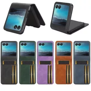 For Motorola Moto Razr 40 Ultra PU Leather Wallet Card Slots Hard Case Bag Cover - Picture 1 of 22