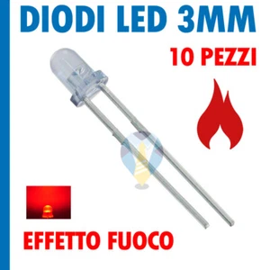10 pezzi diodi diodo led tremolante diametro 3mm effetto fuoco natale presepe - Foto 1 di 1