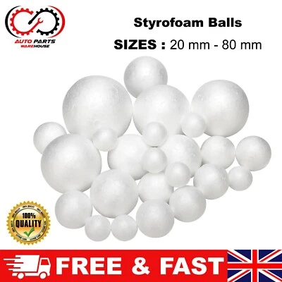 Polystyrene Solid Styrofoam Balls 20-80mm Spheres for Craft, Trees & Decorations - Image 1 of 4