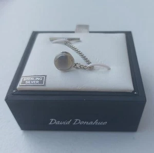 David Donahue Sterling Silver Round Tie Pin Tack Pin - Picture 1 of 4