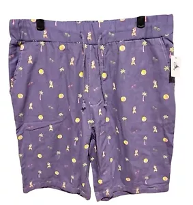 Disney Chip & Dale Chipmunks Purple Drawstring Shorts W/ Playful Beach Pattern - Picture 1 of 6