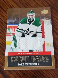 2021-22 Upper Deck Jake Oettinger #DD-20 Debut Dates White Jersey