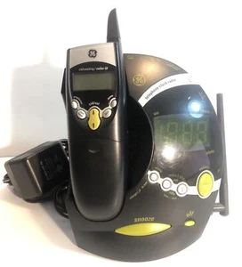 GE Phone Clock AM/FM Radio Caller ID Alarm Black Green 26981GE2 Vtg - Zdjęcie 1 z 7