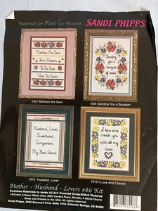 Vintage Sandi Phipps LOVE AND CHERISH counted cross, partial- started - Picture 1 of 4