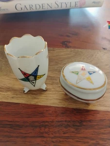 Portagioie ovale in porcellana Ordine della Stella d'Oriente e tazza 3 piedi - Foto 1 di 6