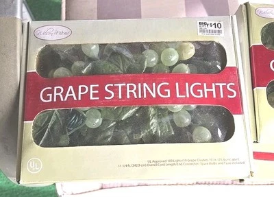 Cadena de luces de patio de uva verde 10 racimos 100 luces ea. 11'1/4&#34; De colección. *probado Foto 1 de 4