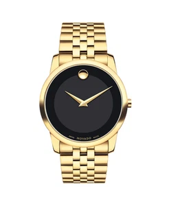 Orologio unisex MOVADO Museum Classic 40 mm quadrante nero oro PVD 0606997 - Foto 1 di 11