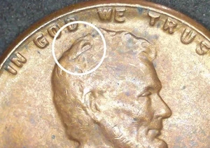  1955 Retained Interior Die Break Lincoln Wheat Cent - Picture 1 of 3